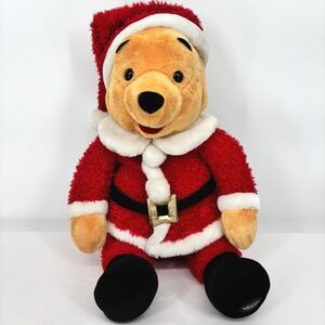 Disney Store Exclusive Christmas Holiday Santa Claus Winnie the Pooh Plush Toy